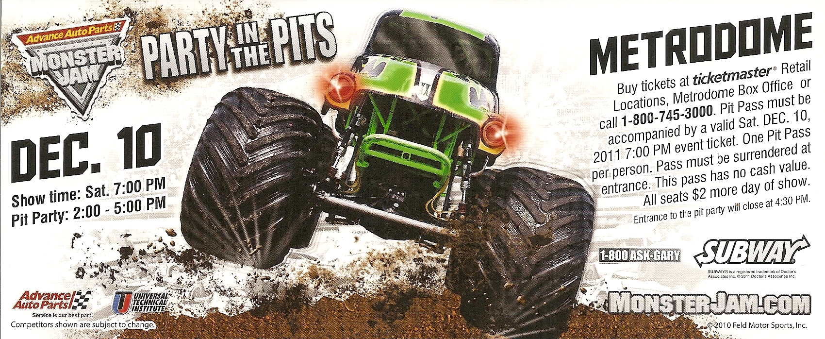 monster jam pit pass